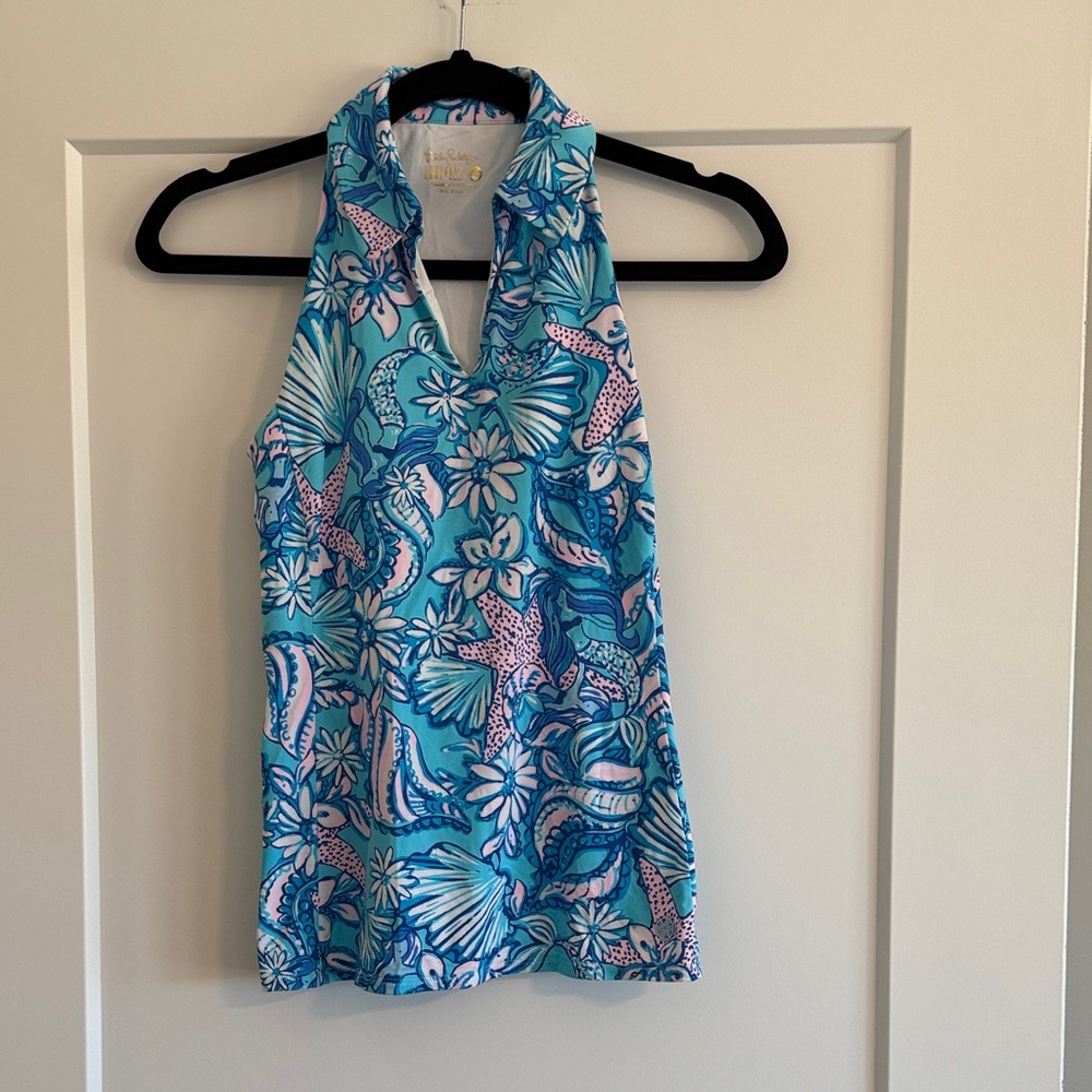 Lilly Pulitzer Vibrant Blue and Pink Floral Starfish Sleeveless Top XXS